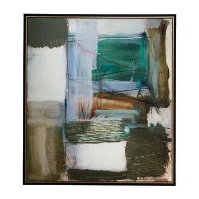 Uttermost Green Fields Framed Abstract Canvas In Blue;black;white;green;yellow;orange