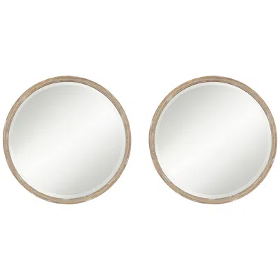 Uttermost Greta Faux Wood 34" Round Wall Mirrors Set Of 2