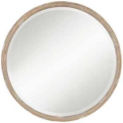 Uttermost Greta Faux Wood Finish 34" Round Wall Mirror