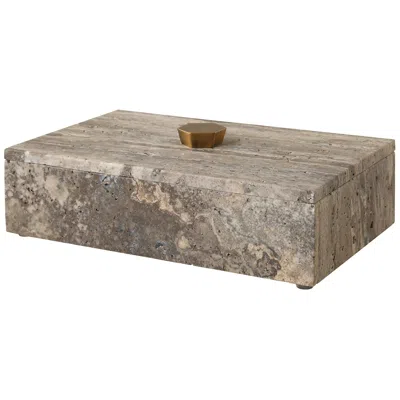 Uttermost Griseus 9.5" L X 2.75" H Travertine Bronze Box