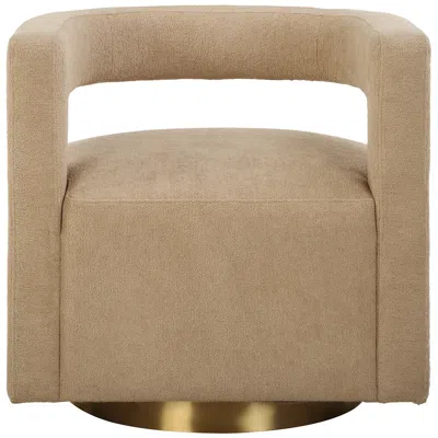 Uttermost Grounded 28" Wide Boucle Swivel Chair In Brown
