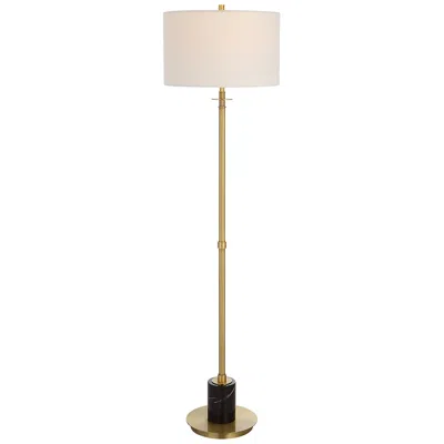 Uttermost Guard 65" Black Marble And Antiqued Brass Floor Lamp
