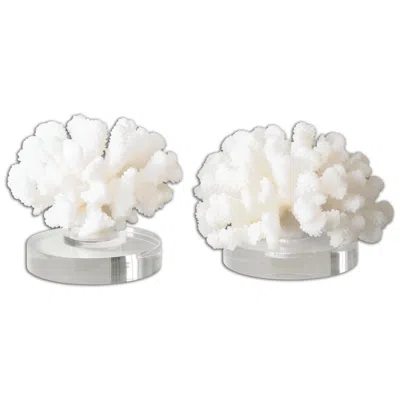 Uttermost Hard Cream Coral 2-piece Accent Sculpture Set In White