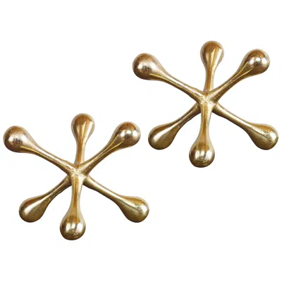 Uttermost Harlan 7" Wide Brass Decorative Objects Set Of 2 In Gold