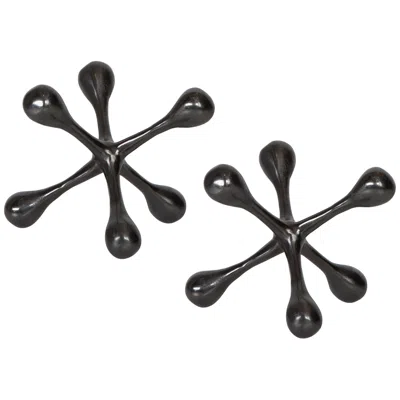 Uttermost Harlan 7"w Black Nickel Metal Decorative Objects Set Of 2