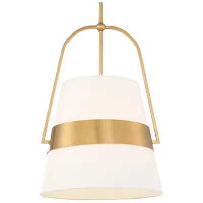 Uttermost Harness White Linen And Brass Metal 1 Lt Pendant