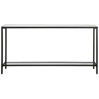 Uttermost Hayley 60" Wide Clear Mirrored Glass And Black Console Table