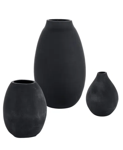 Uttermost Hearth Vases, Set Of 3 In Black