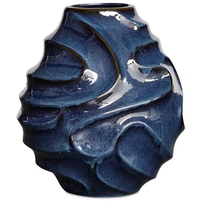 Uttermost Helix Swirl Deep Blue Indoor-outdoor Earthenware Vase
