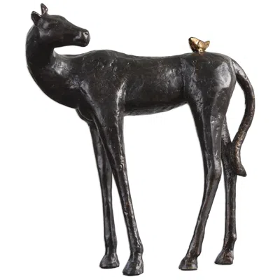 Uttermost Hello Friend 10"h Dark Brown Iron Horse Figurine