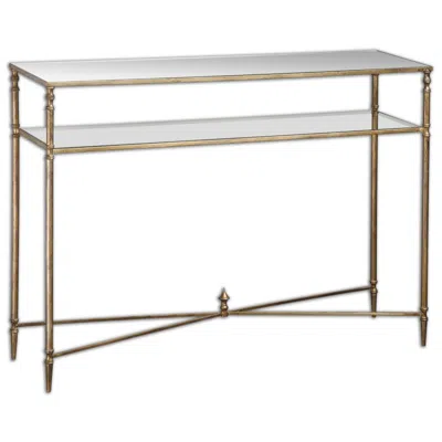 Uttermost Henzler Glass And Gold Leaf Console Table