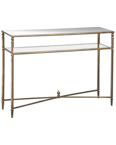 Uttermost Henzler Mirrored Glass Console Table In Gold