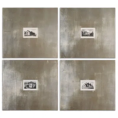 Uttermost Historical Buildings 23 1/4" Square 4-piece Wall Art Set