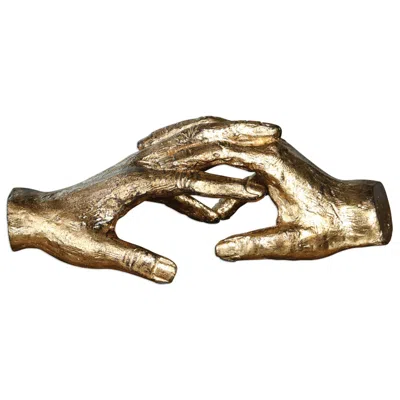 Uttermost Hold My Hand 9" Wide Antique Gold Leaf Figurine