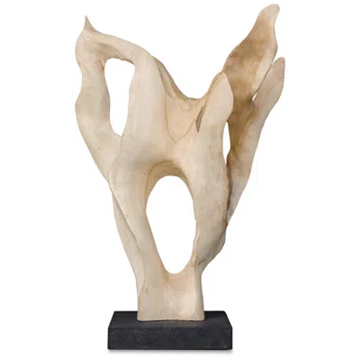 Uttermost Hollow Form 24" H Teak And Stone Indoor-outdoor Sculpture