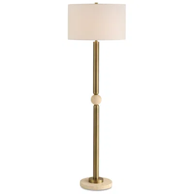 Uttermost Hudson 61 1/2" Gold Steel And Travertine Floor Lamp