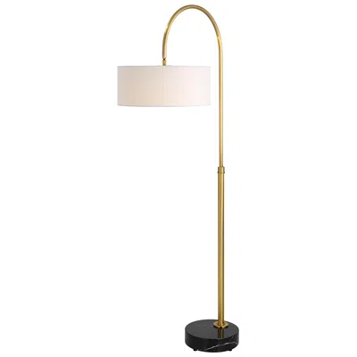 Uttermost Huxford 68 1/2" Antique Brushed Brass Metal Arc Floor Lamp