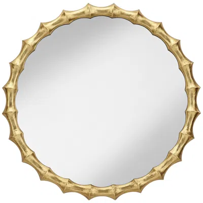 Uttermost Ilium 34" X 34" Gold Scalloped Bone Round Wall Mirror