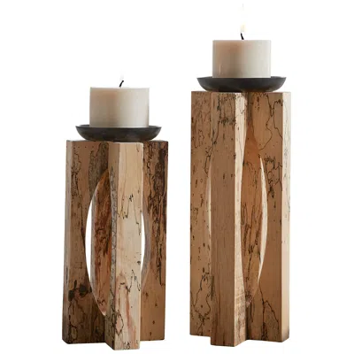 Uttermost Ilva 2-piece Tamarind Wood Candleholders