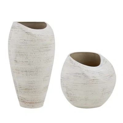 Uttermost Inara Indoor-outdoor White Vases In Blue;white