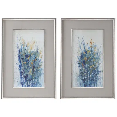 Uttermost Indigo Florals 41 1/2"h Framed Wall Art Set Of 2