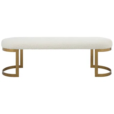 Uttermost Infinity 60" Wide White Faux Shearling Oval Bench