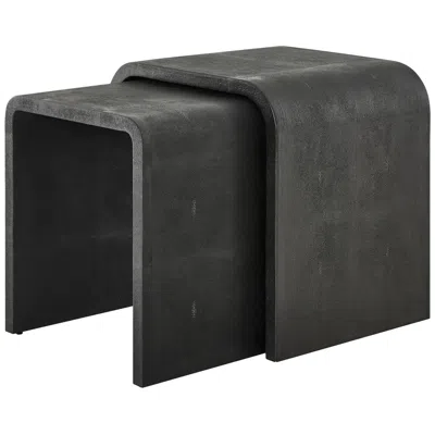 Uttermost Interpose Gray Faux Shagreen Side Table Set