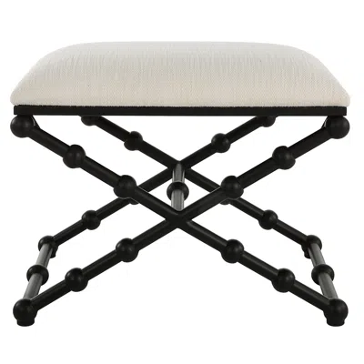 Uttermost Iron Drops 23 1/2" Wide Black And White Fabric Accent Bench