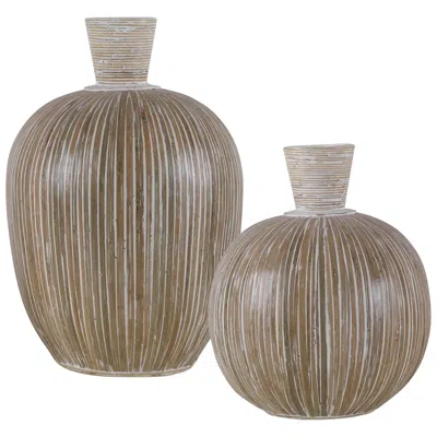 Uttermost Islander Whitewashed Decorative Vases Set Of 2