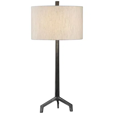 Uttermost Ivor 33 3/4" Rustic Industrial Raw Steel Tripod Table Lamp
