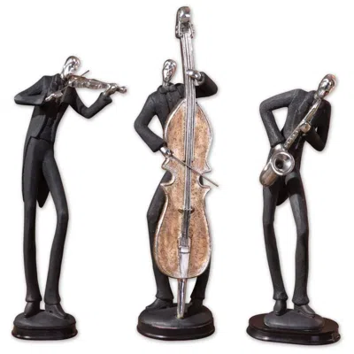 Uttermost Jazz Music 18" High Metal Musician Table Sculptures Set Of 3
