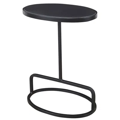 Uttermost Jessenia 18" Wide Black Marble Iron Oval Accent Table