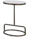 Uttermost Jessenia White Marble Accent Table In Metallic