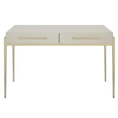 Uttermost Jewel 48" Wide White And Gold Leaf 2-drawer Desk