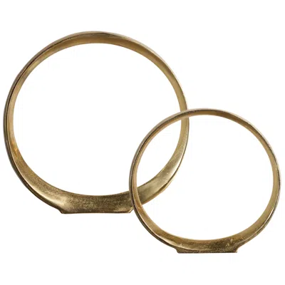 Uttermost Jimena 14" High Gold Ring Metal Sculptures Set Of 2