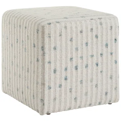 Uttermost Joie 18" White And Blue Ottoman