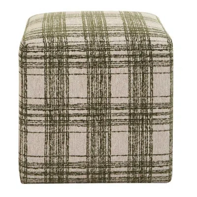 Uttermost Joie Ireland Plaid Ottoman In White;green