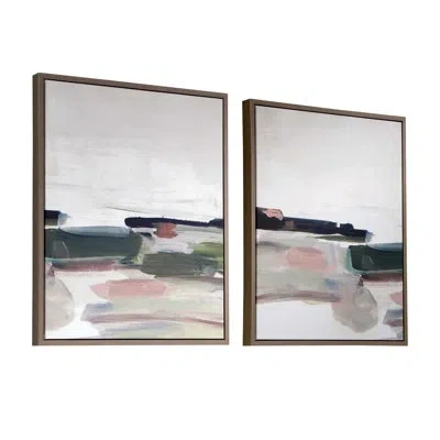 Uttermost Just Peaking Framed Abstract Prints In Black;white;green;gray;pink;purple