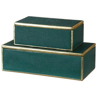 Uttermost Karis Emerald Green Decorative Boxes Set Of 2