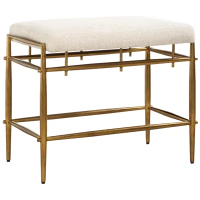 Uttermost Karleen 25 3/4" Wide Brass And White Small Bench