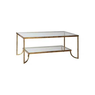 Uttermost Katina 47" Wide Antiqued Gold Leaf And Glass Designer Coffee Table