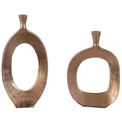 Uttermost Kyler 22" High Bronze Aluminum Vases Set Of 2 In Metallic