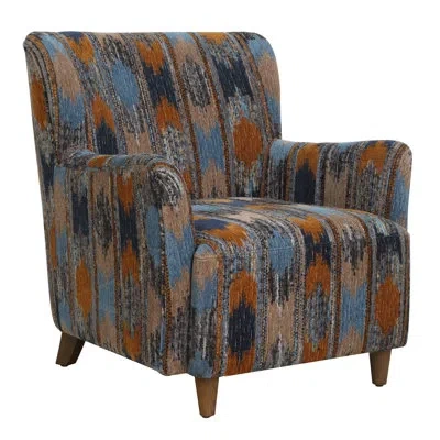 Uttermost Lainey Upholstered Ikat Armchair In Blue,brown,orange