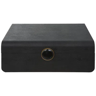 Uttermost Lalique 13" Wide Black Rectangular Decorative Box