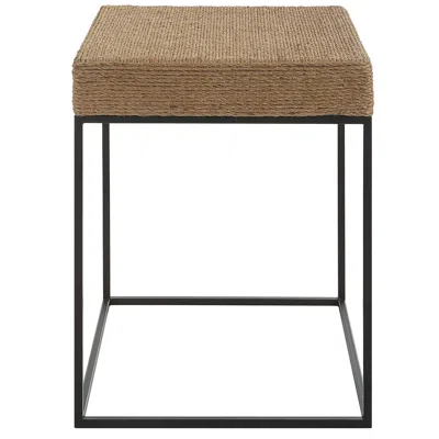 Uttermost Laramie 18" Natural Braided Rope And Black Iron Accent Table