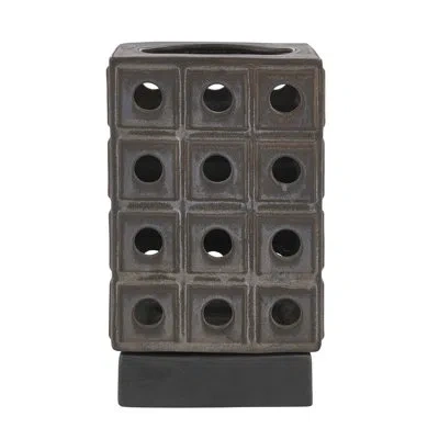 Uttermost Lattice Indoor-outdoor Lantern Candleholder In Gray;brow