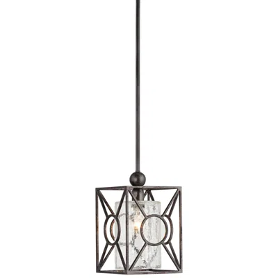 Uttermost Lighting Arbela 9" Wide Black And Crackle Glass Mini Pendant