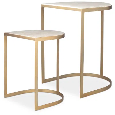 Uttermost Lindon 2-piece Travertine Top Nesting Tables