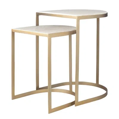 Uttermost Lindon Travertine Nesting Tables Set/2 In Natural Wood