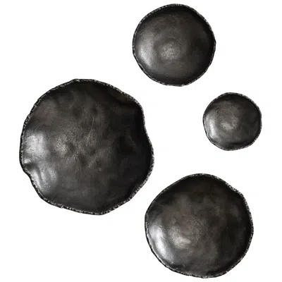 Uttermost Lucky Coins Antiqued Nickel 4-piece Metal Wall Decor Set In Black